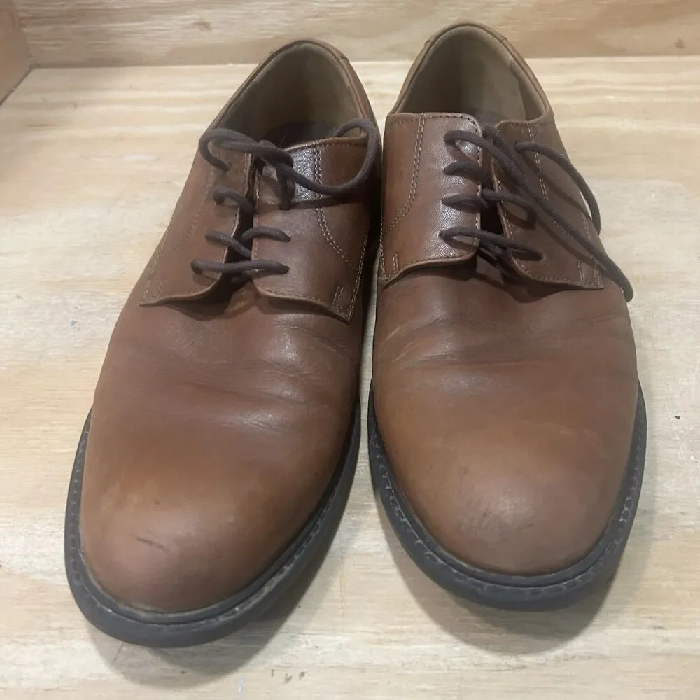 Johnston Murphy Shoes Mens Size 9 Brown Genuine Leather Plain Toe Oxford
